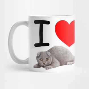 I Heart Grey Fuzzy Cat Mug